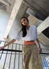 Kee Ming Yuet Skirt - Violets & Radiccio Orange / Singapore Soul Beige