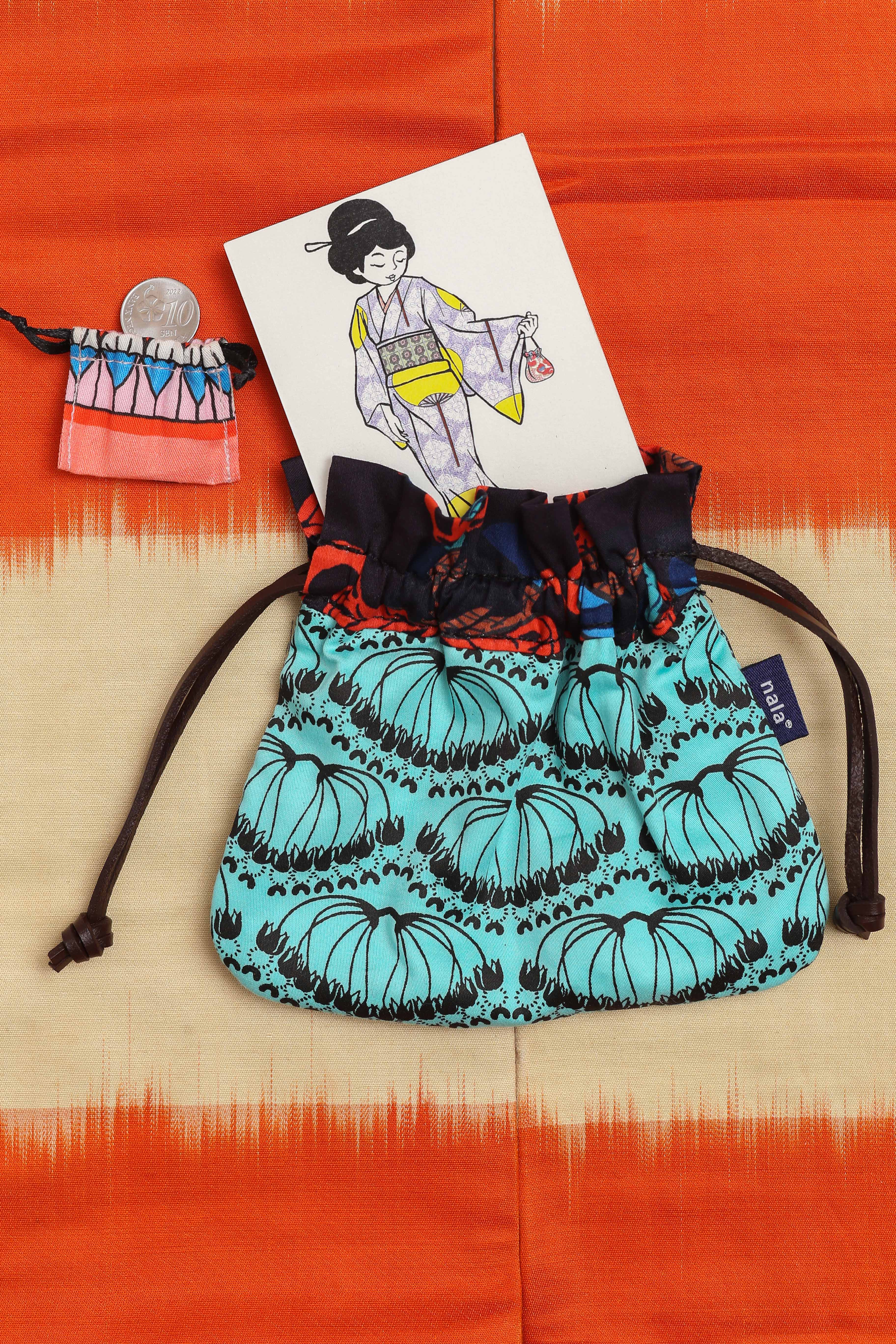 Kinchaku Pouch - Hoya Turquoise – Nala Japan