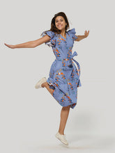 画像をギャラリービューアに読み込む, 50&#39;s Wrap Dress - Willow Roses Blue
