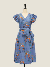 画像をギャラリービューアに読み込む, 50&#39;S WRAP DRESS - WILLOW ROSES BLUE
